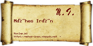 Méhes Irén névjegykártya